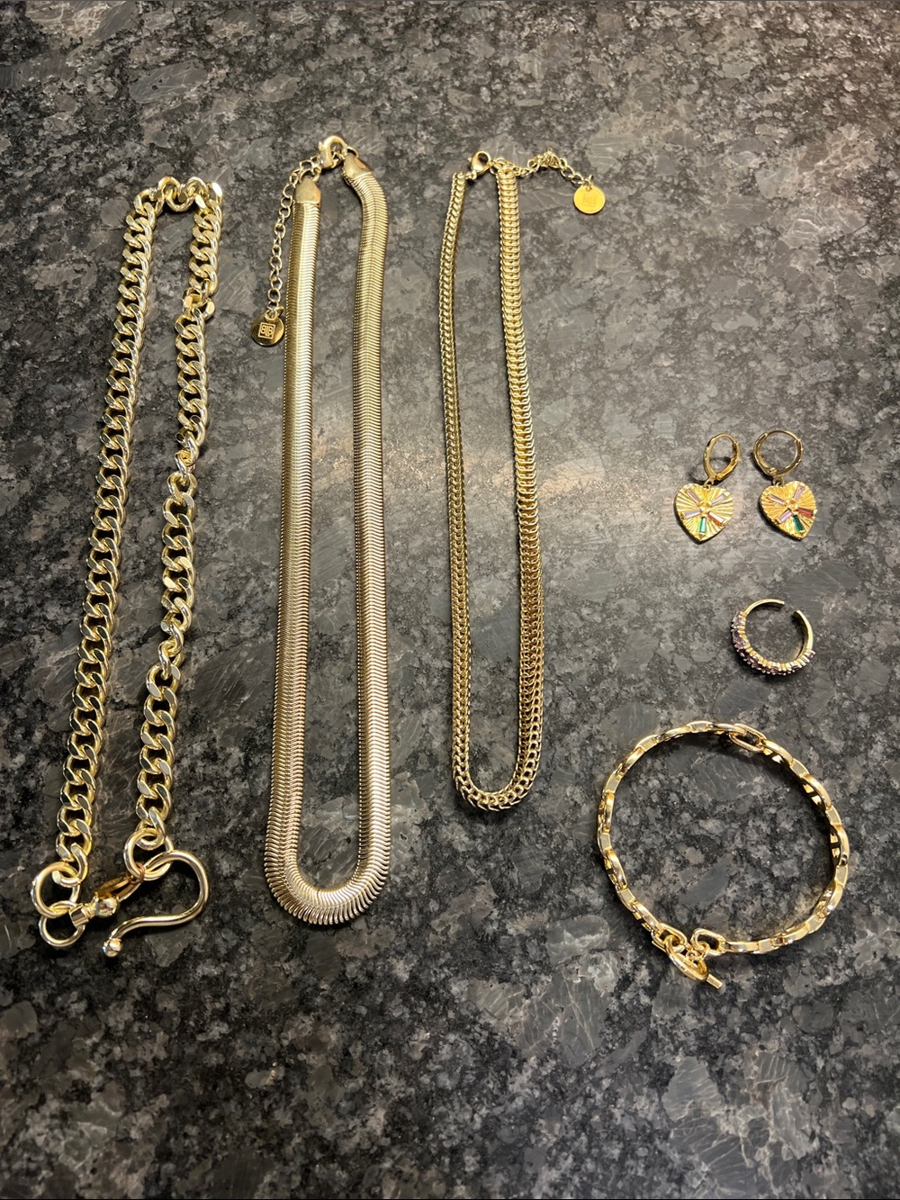 Gold Tone Mixed Jewelry Set - Necklaces, Bracelet, Earrings, ring